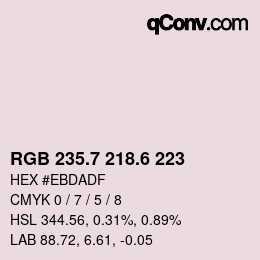 カラーコード: RGB 235.7 218.6 223 | qconv.com