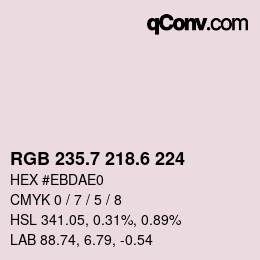 カラーコード: RGB 235.7 218.6 224 | qconv.com