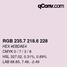 カラーコード: RGB 235.7 218.6 228 | qconv.com