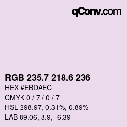カラーコード: RGB 235.7 218.6 236 | qconv.com