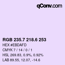 カラーコード: RGB 235.7 218.6 253 | qconv.com