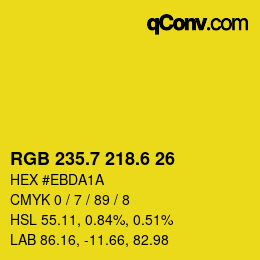 カラーコード: RGB 235.7 218.6 26 | qconv.com