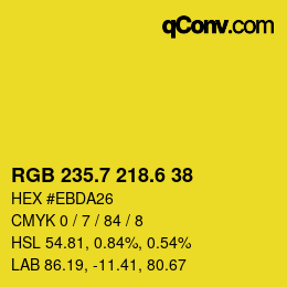 カラーコード: RGB 235.7 218.6 38 | qconv.com