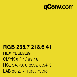 カラーコード: RGB 235.7 218.6 41 | qconv.com