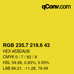 カラーコード: RGB 235.7 218.6 43 | qconv.com