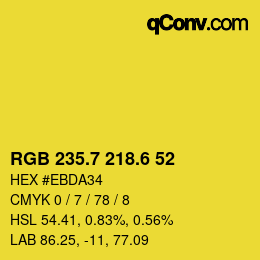 カラーコード: RGB 235.7 218.6 52 | qconv.com