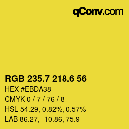 カラーコード: RGB 235.7 218.6 56 | qconv.com
