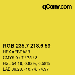 カラーコード: RGB 235.7 218.6 59 | qconv.com