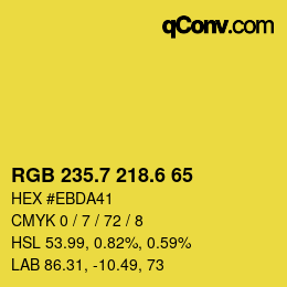 カラーコード: RGB 235.7 218.6 65 | qconv.com