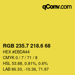 カラーコード: RGB 235.7 218.6 68 | qconv.com