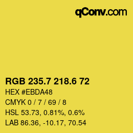 カラーコード: RGB 235.7 218.6 72 | qconv.com