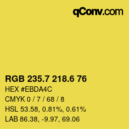 カラーコード: RGB 235.7 218.6 76 | qconv.com