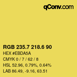 カラーコード: RGB 235.7 218.6 90 | qconv.com