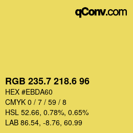 カラーコード: RGB 235.7 218.6 96 | qconv.com