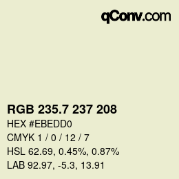 カラーコード: RGB 235.7 237 208 | qconv.com