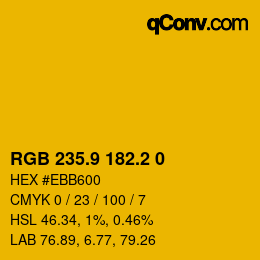 カラーコード: RGB 235.9 182.2 0 | qconv.com