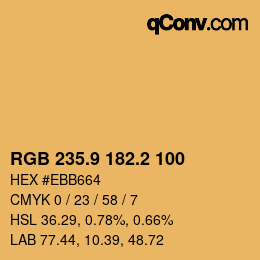 カラーコード: RGB 235.9 182.2 100 | qconv.com