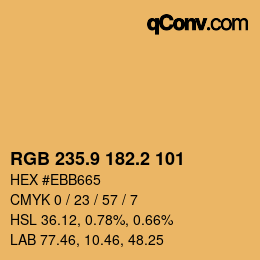 カラーコード: RGB 235.9 182.2 101 | qconv.com