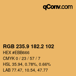 カラーコード: RGB 235.9 182.2 102 | qconv.com