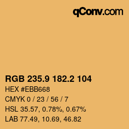 カラーコード: RGB 235.9 182.2 104 | qconv.com