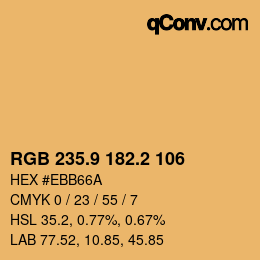 カラーコード: RGB 235.9 182.2 106 | qconv.com