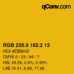 カラーコード: RGB 235.9 182.2 13 | qconv.com