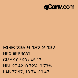 カラーコード: RGB 235.9 182.2 137 | qconv.com