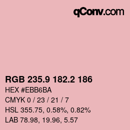 カラーコード: RGB 235.9 182.2 186 | qconv.com