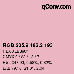 カラーコード: RGB 235.9 182.2 193 | qconv.com