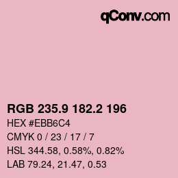 カラーコード: RGB 235.9 182.2 196 | qconv.com