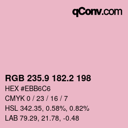 カラーコード: RGB 235.9 182.2 198 | qconv.com