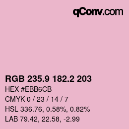 カラーコード: RGB 235.9 182.2 203 | qconv.com
