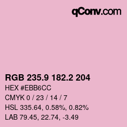 カラーコード: RGB 235.9 182.2 204 | qconv.com