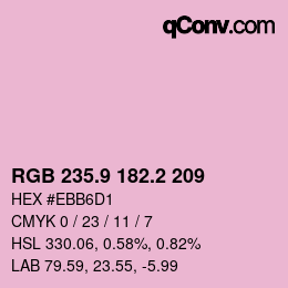 カラーコード: RGB 235.9 182.2 209 | qconv.com