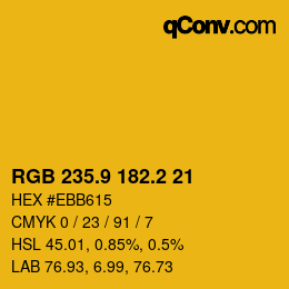 カラーコード: RGB 235.9 182.2 21 | qconv.com
