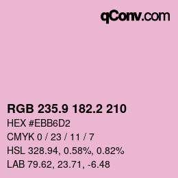 カラーコード: RGB 235.9 182.2 210 | qconv.com