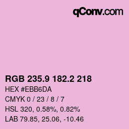 カラーコード: RGB 235.9 182.2 218 | qconv.com
