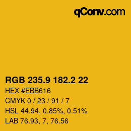 カラーコード: RGB 235.9 182.2 22 | qconv.com