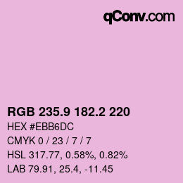 カラーコード: RGB 235.9 182.2 220 | qconv.com