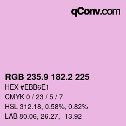 カラーコード: RGB 235.9 182.2 225 | qconv.com