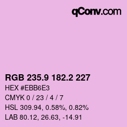 カラーコード: RGB 235.9 182.2 227 | qconv.com