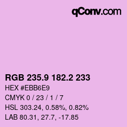カラーコード: RGB 235.9 182.2 233 | qconv.com