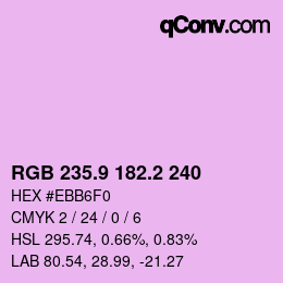 Color code: RGB 235.9 182.2 240 | qconv.com