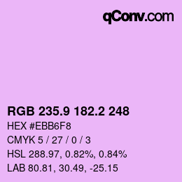 カラーコード: RGB 235.9 182.2 248 | qconv.com
