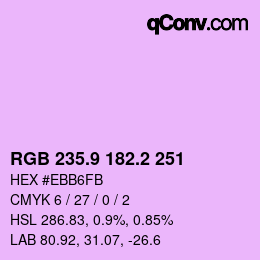 カラーコード: RGB 235.9 182.2 251 | qconv.com