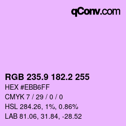 カラーコード: RGB 235.9 182.2 255 | qconv.com