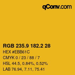 カラーコード: RGB 235.9 182.2 28 | qconv.com