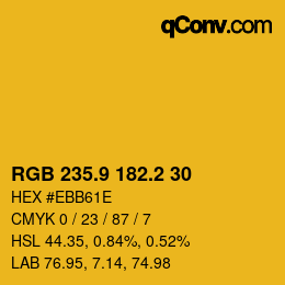 カラーコード: RGB 235.9 182.2 30 | qconv.com