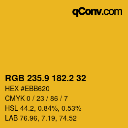 カラーコード: RGB 235.9 182.2 32 | qconv.com