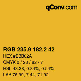 カラーコード: RGB 235.9 182.2 42 | qconv.com